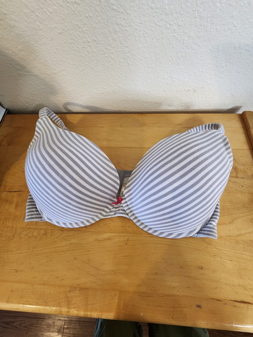 Cacique Gray & White Striped Padded Bra